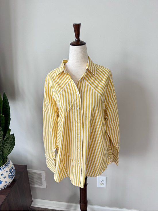 Nine West Tops - Nine West Yellow Striped Button-Front Shirt